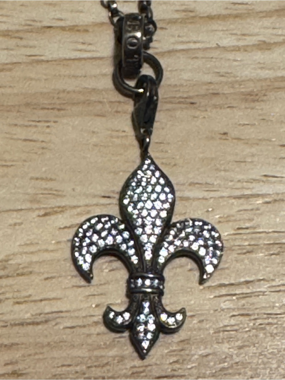 Retired Thomas Sabo Fleur-de-Lis Crystal Pendant Necklace - Silver